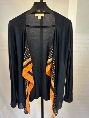 Michael Kors Silky Scarf Collar Cardigan L